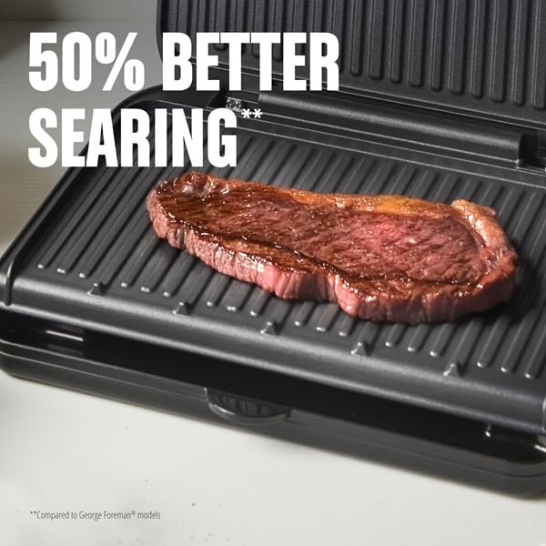 George Foreman 5-Serving Family Indoor Grill & Panini Press, Ceramic Nonstick