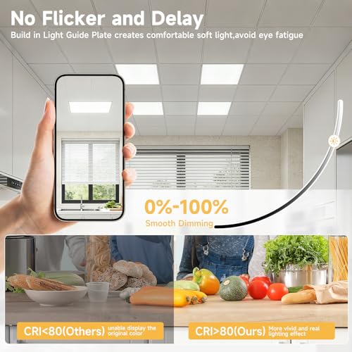 2 Pack 2x2FT LED Flat Panel Lights with 5 CCT Selectable, 4800LM, ETL Certified