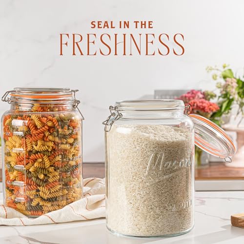 KitchenToolz 1-Gallon Glass Mason Jar with Hinged Clamp Lid - Airtight Pickling & Fermentation Jar - 1 Pack