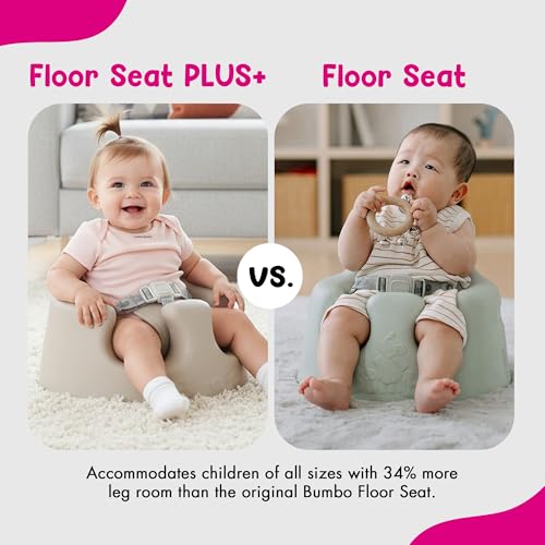 Bumbo Baby Soft Foam Floor Seat Plus+ with Tray - Taupe, 3-12 Months, Support & Safety