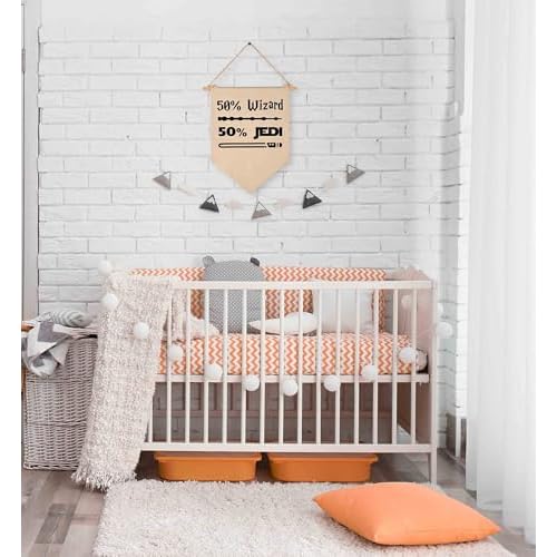 50% Wizard 50% Jedi-Canvas Hanging Flag Banner Wall Sign Decor Gift for Baby Kids Boy Nursery Teen Room Front Door -Star Quotes Wars Gift