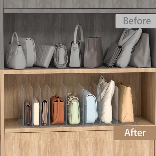 SortNStore Adjustable Clear Bag & Purse Organizer with 3 Bases & 11 Dividers