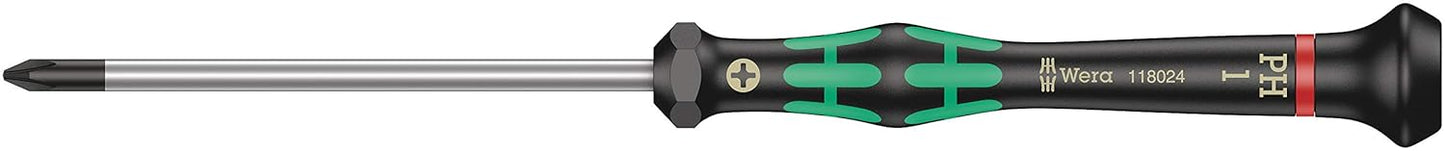 Wera 2035/6 Electronics Screwdriver Set - 6-Piece Kraftform Micro Slotted & Phillips with Rack