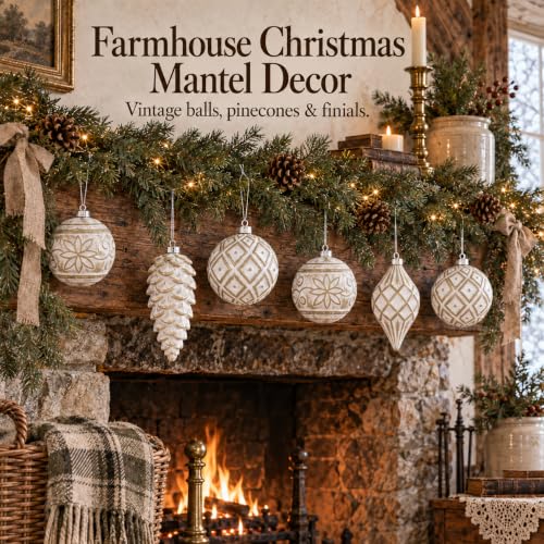 Evernne Rustic Champagne Christmas Ornaments Set 11PCS Large Variant