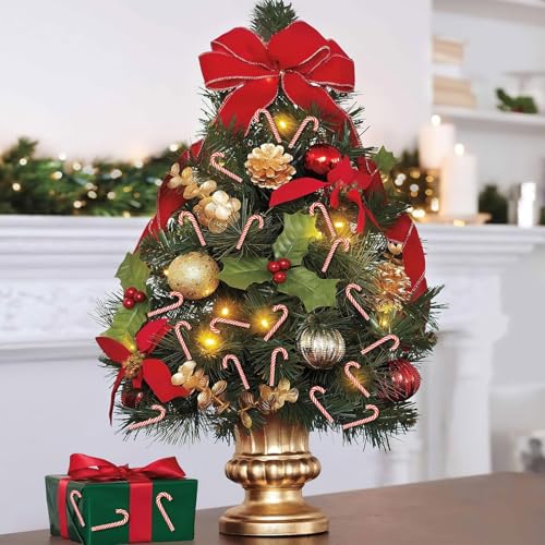 80pcs Mini Christmas Candy Cane for Crafts Fake Candy Canes Ornaments Decorations Xmas Table Scatters Red and White Candy Vase Filler for Decorations Party