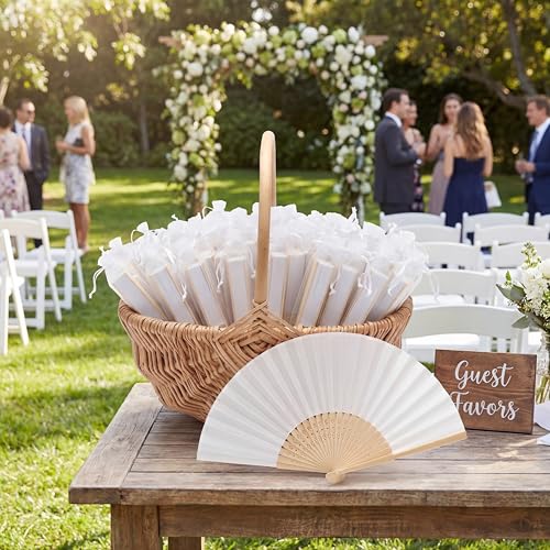 101 Pack Wedding Fans for Guests - DIY Foldable Hand Fans Bulk Set