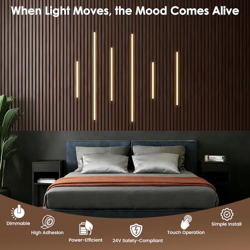 Recessed LED Wall Lights for Wood Panels - 6PCS Adjustable Color Temperature, Dark Black