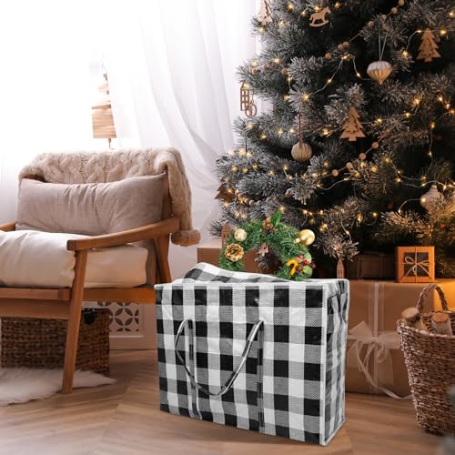 Black Christmas Storage Bags 12 Pack 27x20 Heavy Duty Container with Handles
