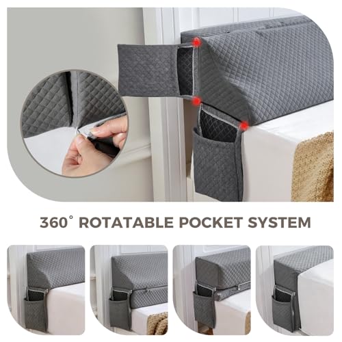 Couzssyhi King Size Bed Wedge Gap Filler Pillow Gray 76x10x6 Adjustable