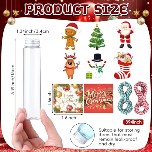 Acellegic 24 Pack Christmas Candy Tubes with Lids, 150x34mm, Classic Holiday Gift Set
