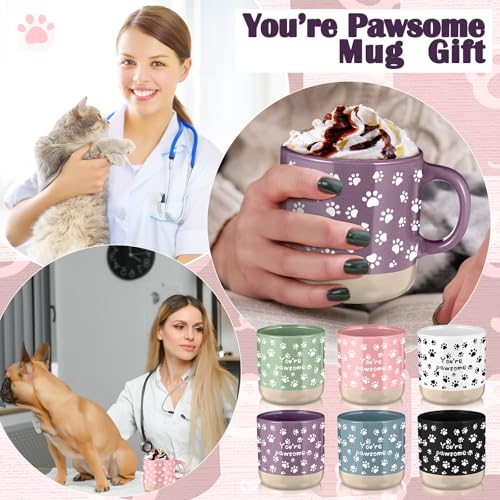 Meanplan 12 Pcs You're Pawsome Vet Tech Gift Mugs 13 oz - Colorful Set