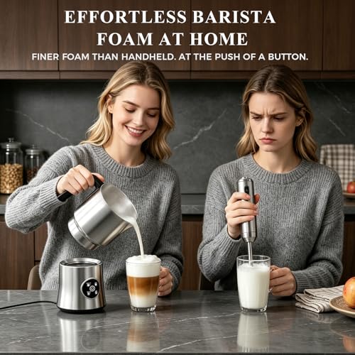 Milk Frother and Steamer 4-in-1 Electric Foam Maker with Detachable Stainless Steel Jug - Stainless Steel