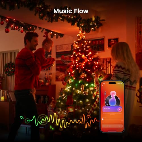 YEELIGHT 66ft 200 LED Color Changing Smart Christmas Lights with Remote & Bluetooth - Music Sync, Indoor/Outdoor