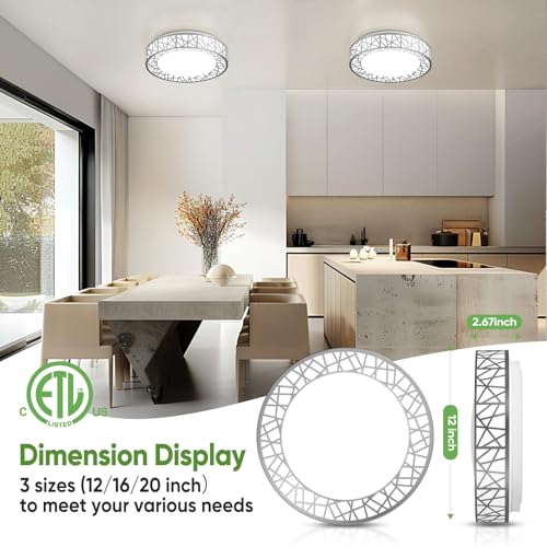 Lightania 12 Inch Brushed Nickel Bird's Nest Flush Mount Ceiling Light, 20W, 5 CCT