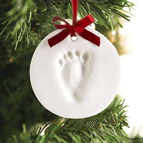 Tiny Ideas Baby's Handprint or Footprint Christmas Ornament, Easy No-Bake Keepsake Kit, Creative Holiday Gift for New and Expecting Parents, Clay
