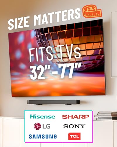 No Stud TV Wall Mount for Drywall 32-77 Inch TVs up to 100lbs - Easy Install