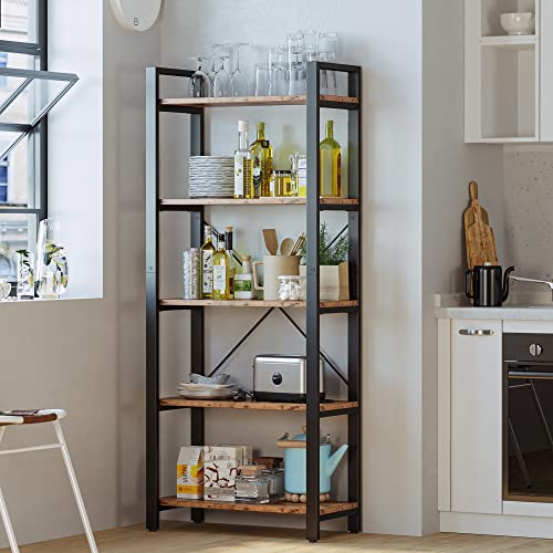 IRONCK Bookshelf, 5-Tier Industrial Ladder 110 lb per Shelf, Vintage