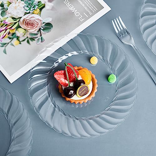 Disposable Clear Plastic Dinner Plates - 9 Inch, 100 Count, Food-Grade & Elegant - Variation of 9" Round Plates