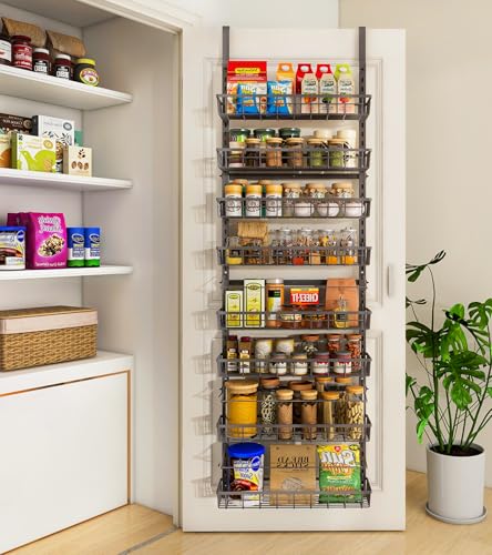 Mefirt Black 8-Tier Over The Door Pantry Organizer Wall Mount Spice Rack