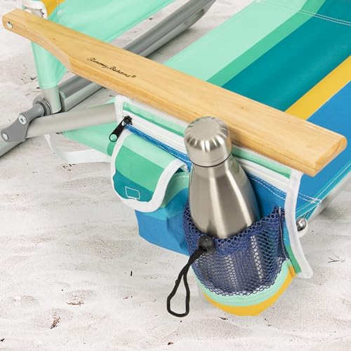 Lay Flat Beach Chair with Towel Bar & Cooler - Pineapple Stripe 1-Pack