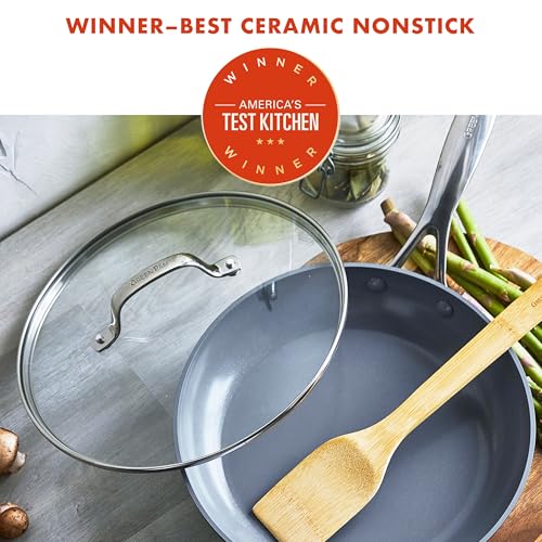 GreenPan Valencia Pro 10-Inch Ceramic Nonstick Frying Pan with Lid – Gray, Durable & Toxin-Free
