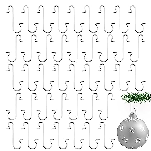 Ornament Hangers, 100 Pack Christmas Hooks for Tree Decorating, Garland Decorations, Silver