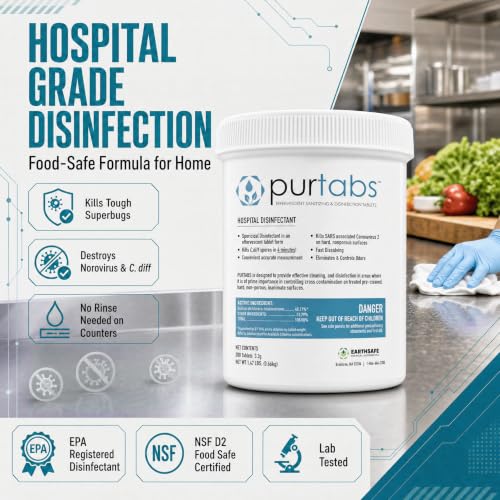 Disinfectant Tablets - Hypochlorous Acid, 200 Count (Pack of 200)