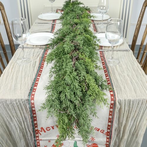 Artgar 9 Ft Christmas Cedar Garland - Realistic Greenery Cypress Garlands (Green 9ft)