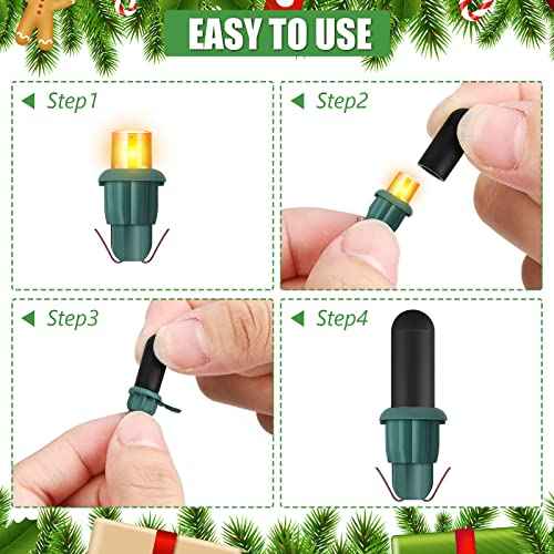 Zonon 100 Pieces Christmas Light Caps No Glow Caps Glass LED 0.18 Inch Light Blackout Caps Wide Glow Plug Caps Black Out Cover for Christmas Lights