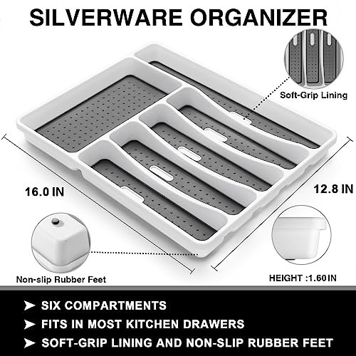 EWFEN Black Heavy Duty 49-Piece Silverware Set with Organizer for 8, Rust-Proof Stainless Steel Flatware