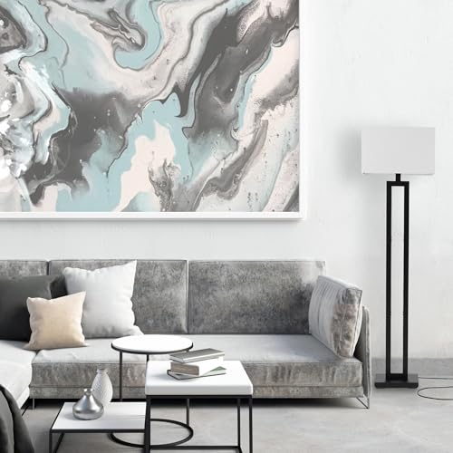 Globe Electric 58-Inch Matte Black Floor Lamp with White Linen Shade - D'Alessio Variant
