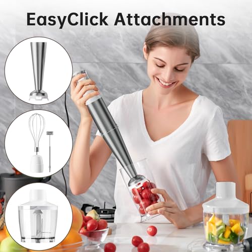 White 1100W 5-in-1 Immersion Hand Blender Set - Corded Kitchen Mixer