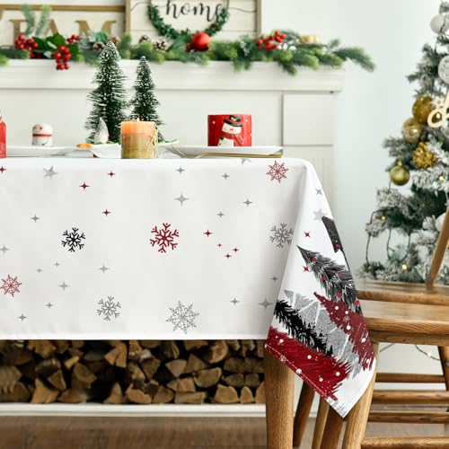 Horaldaily 60 x 60 Inch Red Christmas Tree Tablecloth Square Holiday Decor