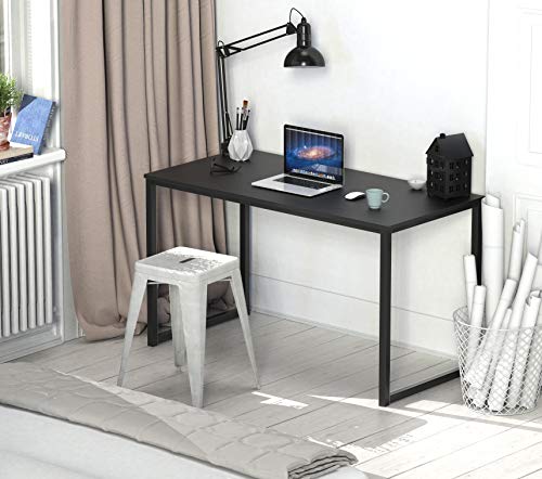 SHW Mission 48-Inch Black Home Office Computer Desk with Steel Frame