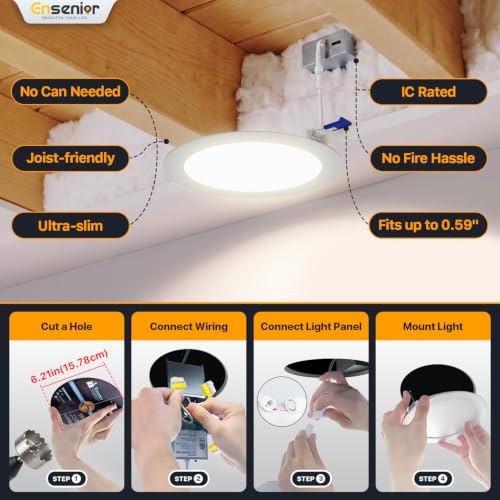 Ensenior 6 Inch Dimmable LED Recessed Light 5000K Daylight - 6 Pack