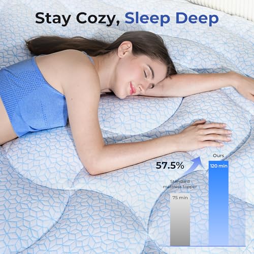 Cooling Memory Foam Mattress Topper King Size - Dual Layer Gel & Ice Silk Cover - Back Pain Relief