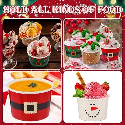 Bokon 100 Pack Christmas Paper Cups 9 oz Disposable Holiday Snack Bowls