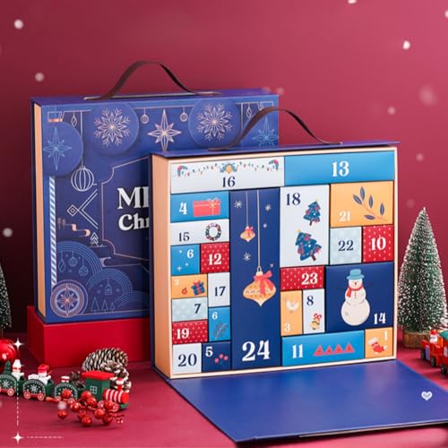 GKWW Blue DIY Advent Calendar with 24 Cardboard Boxes – Christmas Countdown Calendar