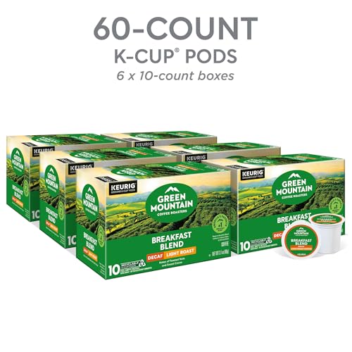Green Mountain Coffee Roasters Decaf Breakfast Blend K-Cup Pods - 10 Count, Pack of 6