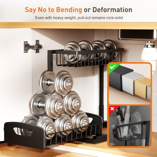 Under Kitchen Sink Organizer, Metal Pull Out Bathroom Organizers and