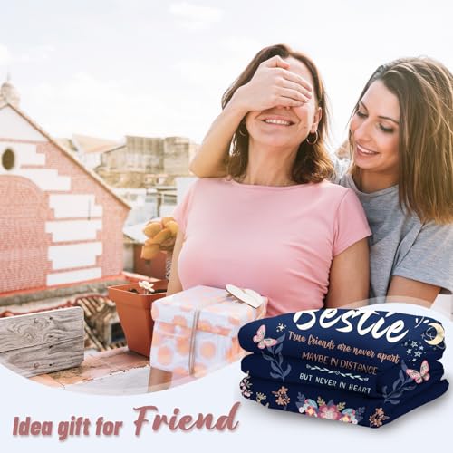 Blue Bestie Gift Blanket 60x50 Inch - Flannel Throw for Women, Thinking of You