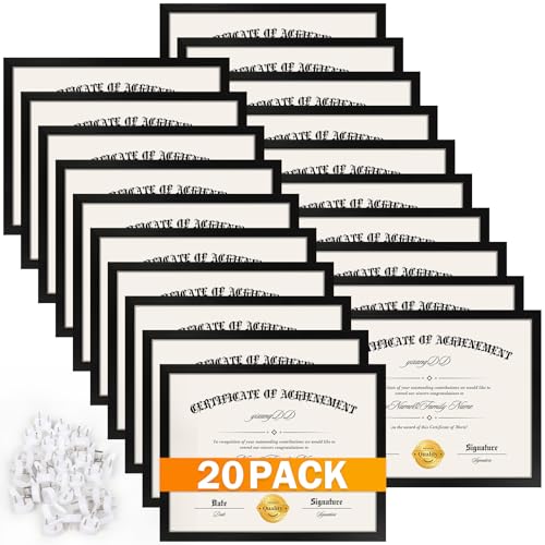 YixangDD 20 Pack 8.5 x 11 Certificate Frames Black College Diploma Display