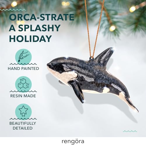 Rengöra Orca Killer Whale Christmas Ornament Hand-Painted Coastal Marine Animal