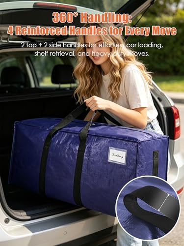 SWEET DOLPHIN 12 Pack Blue Heavy-Duty Moving Storage Bags 24 Gal 200LB