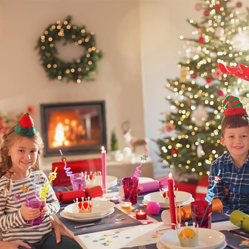 24Pieces Christmas Drinking Straws Party Favors for Kids, Reusable