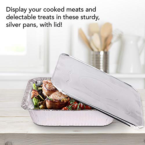 25 Pack Disposable Aluminum Pans with Lids 9x13 for Baking Cooking & Storing - Food Containers
