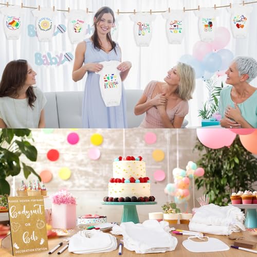 Baby Shower Decoration Kit with Bibs & Bodysuits - Classic Kraft