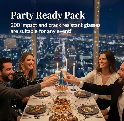 Prestee Disposable Champagne Flutes 4.5 oz Clear Plastic 200 Count Party Glasses