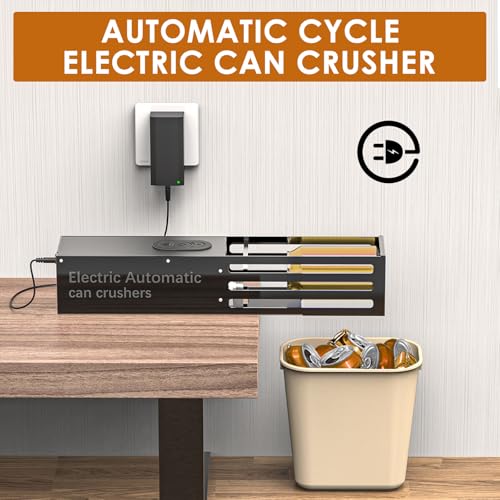 YOTAN Electric Can Crusher Black - Automatic Wall-Mounted Soda & Beer Can Recycle