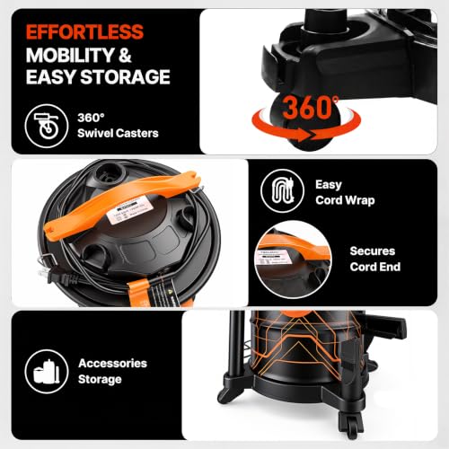 20L Ash Vacuum for Pellet Stoves - 1200W Super-Powered Suction, Metal Canister, HEPA Filter, Safety Protection